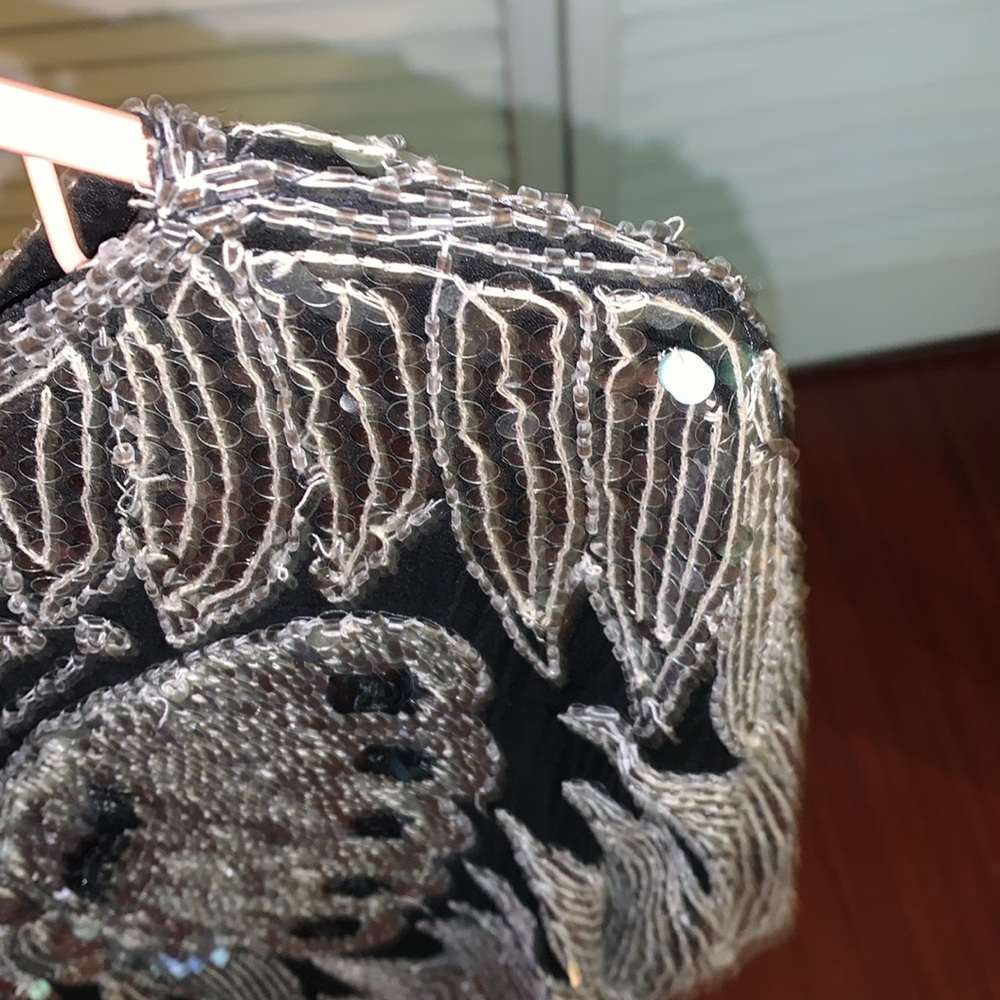 Vintage Silk Butterfly Sequin, beaded blouse - Picture 7 of 11
